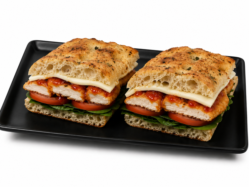 Olive Focaccia – Chicken Schnitzel