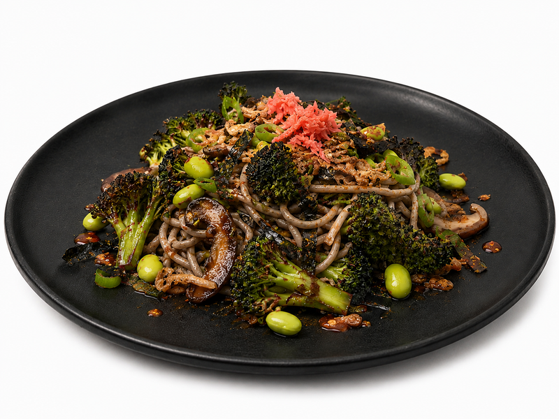 Charred broccoli & soba noodle salad by Aston Lucas Gourmet