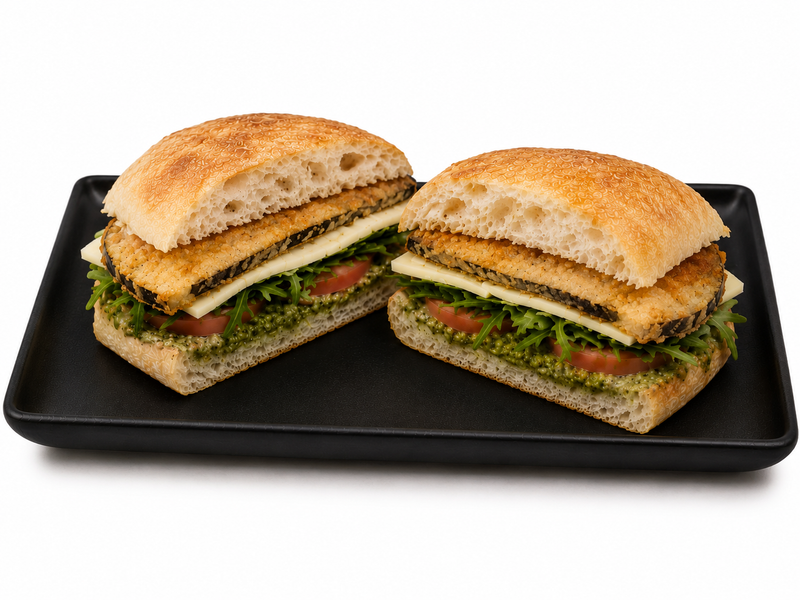Panini- Eggplant, Tomato, Arugula, Mozzarella & Pesto by Aston Lucas Gourmet